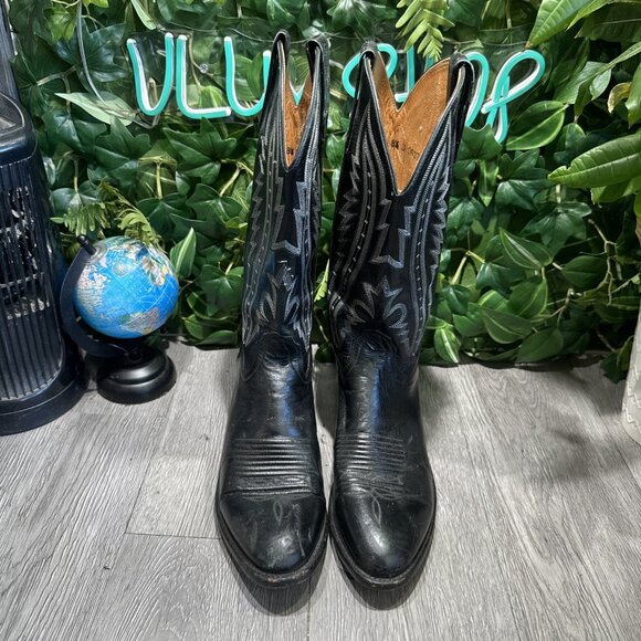 LUCCHESE 2000 Mens Size 8.5 D  Black Cowboy Western Boots T3010 R4 main image 7